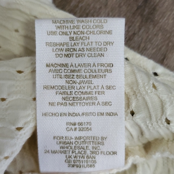 Free People Cream/Yellow Lace Embroidered Top, Size Medium - Picture 12 of 12